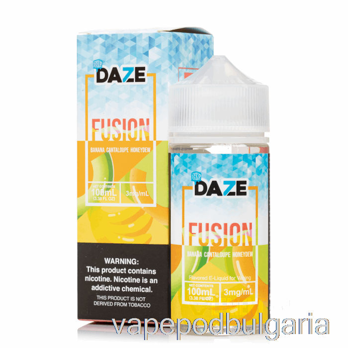 Vape 10000 Дръпки Iced Banana Cantaloupe Honeydew - 7 Daze Fusion - 100ml 0mg